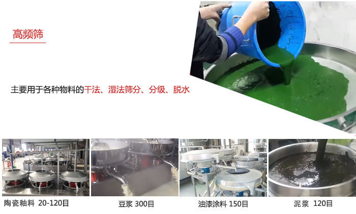 用于各種物料的干法，濕法，分級，脫水等功能