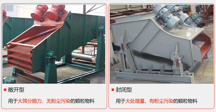 洗煤振動篩分類根據物料的不同性質和篩分場景的要求有敞開型和封閉型等。