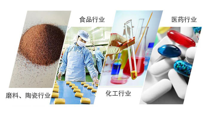 圓形旋振篩適用行業(yè)：磨料，陶瓷行業(yè)，食品行業(yè)，化工行業(yè)，醫(yī)藥行業(yè)。